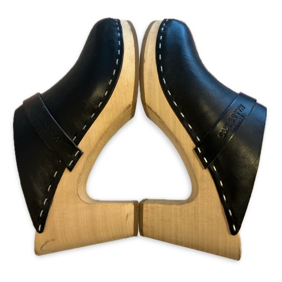 Swedish Hasbeens slip in classic clogs, super-high  black, size 37 - Picture 12 of 16